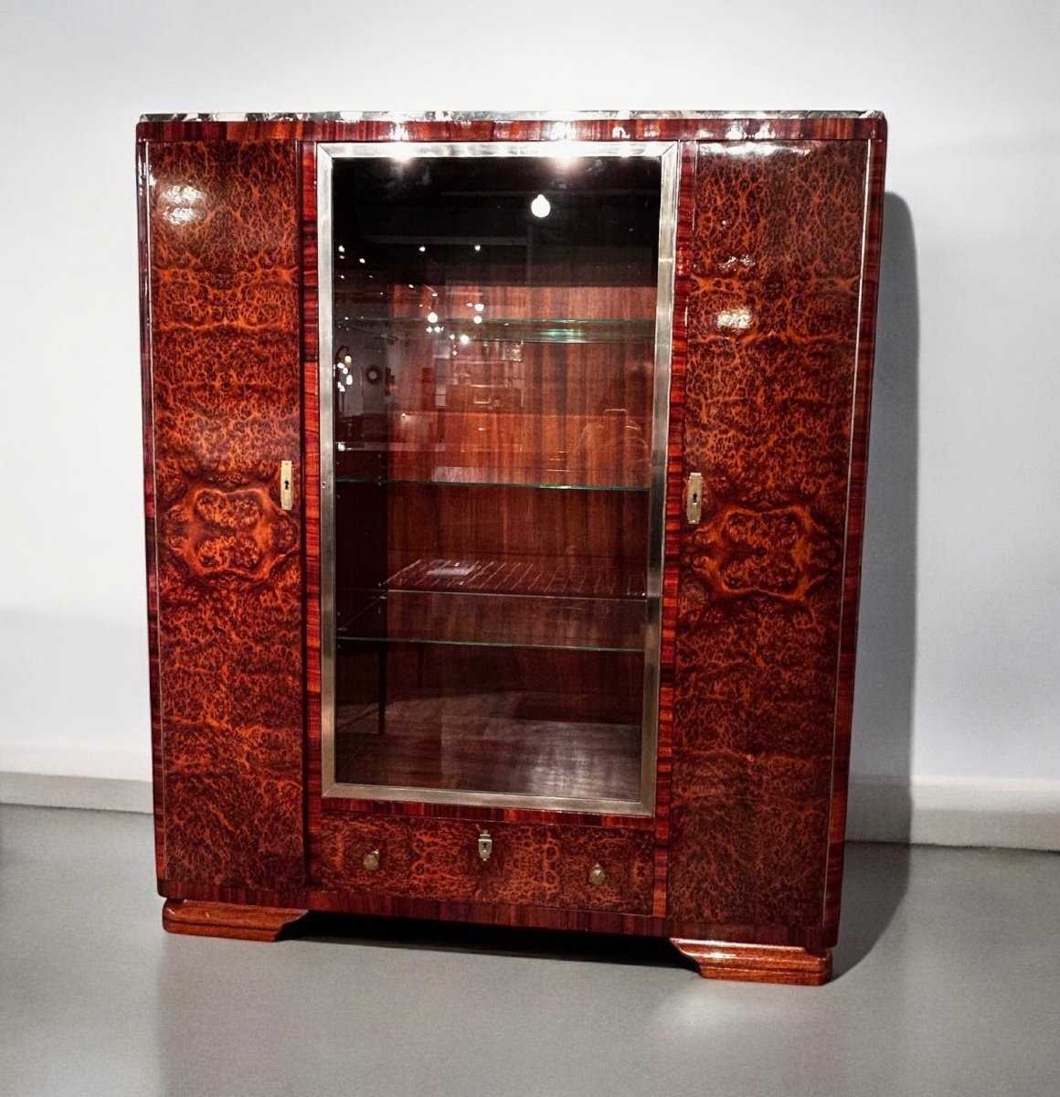 Meuble Vitrine Ou Bibliothèque De Style Art Deco France Ca 1920-photo-2